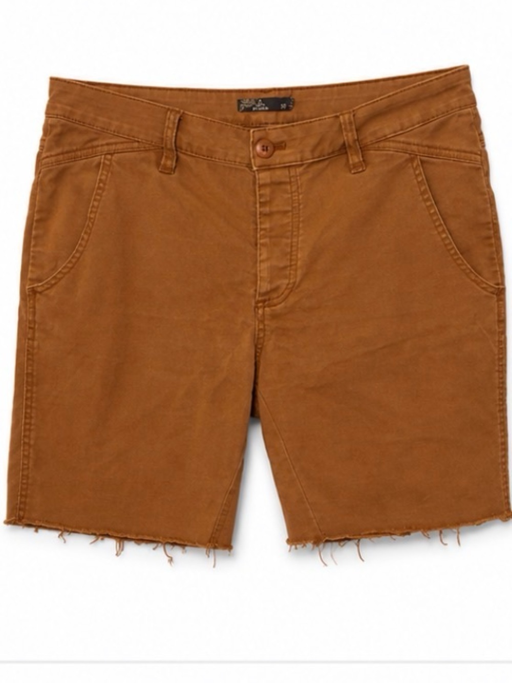 prAna Brown Cutoff Shorts Women’s Size 10 | Casual Stretch Cotton | Raw Hem